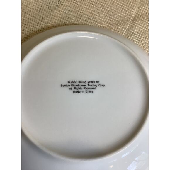 2001 Nancy Green BOSTON WAREHOUSE wine & cheese 6 3/8 inch appetizer plates - Picture 2 of 2